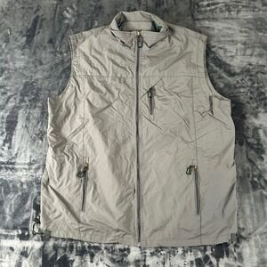 Outdoor Sports Vest Mens 2XL Gray Full Zip Mesh‎ Lined Multi Pocket Utility 1894